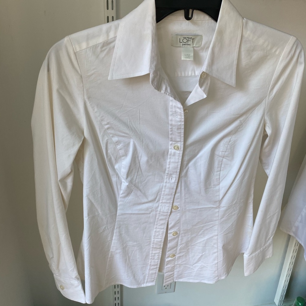 Ann Taylor Loft white collared shirt